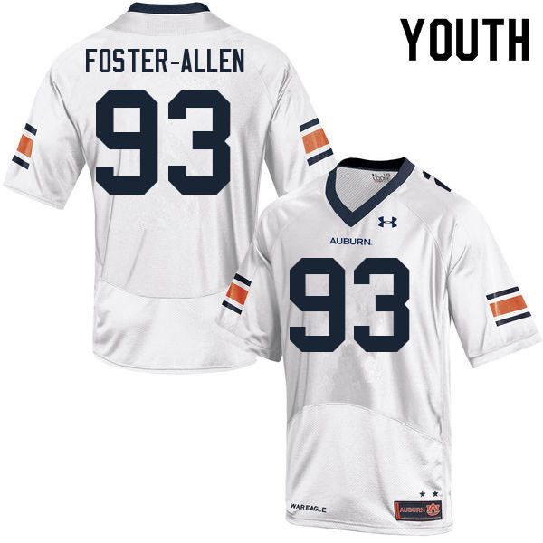 Auburn Tigers Youth Daniel Foster-Allen #93 White Under Armour Stitched College 2021 NCAA Authentic Football Jersey YEP3774FZ